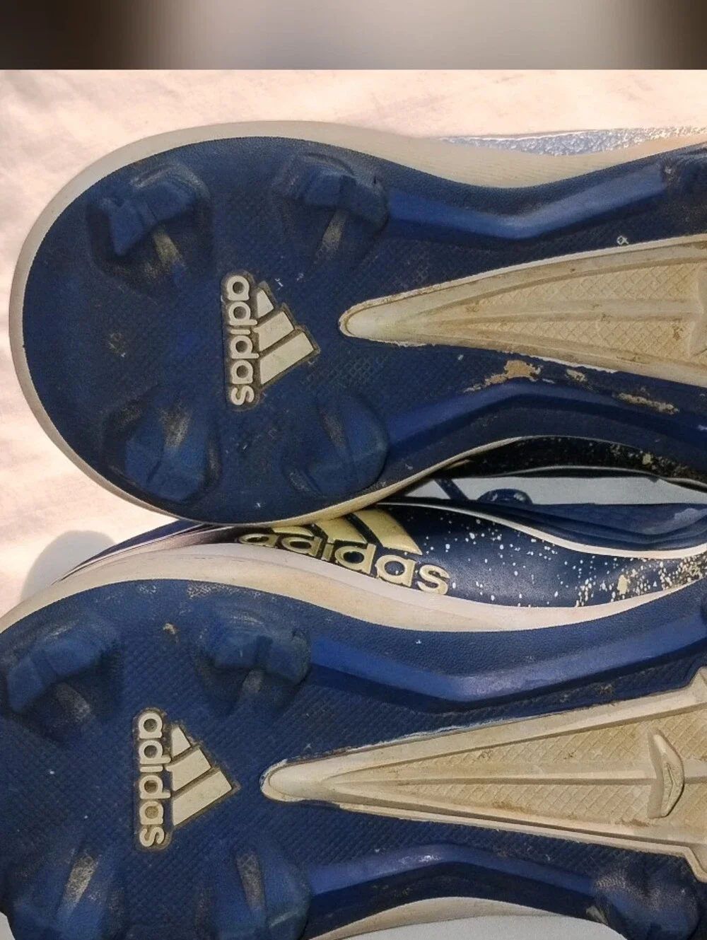 Adidas Blue Lace-Up Athletic Cleats with White Accents - Size 1.5